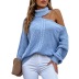 solid color lapel single shoulder hollow pullover sweater NSMMY138135