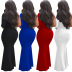 solid color rhinestone decor one-shoulder long-sleeved prom long dress NSXYZ138144