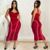 Solid Color Sling Wrap Chest Backless Tight Stretch Mesh Dress NSXYZ138145