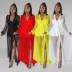 solid color slim rough mesh stitching see-through long-sleeved jumpsuit NSXYZ138147