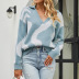 long sleeve V-neck Contrast Color lapel Pullover Sweater NSMMY138152