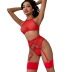 solid color wrap chest with underwire legs ring mesh 5-piece underwear set  NSMXF138159