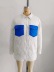 Abrigo de algodón acolchado de largo medio engrosado con solapa de bolsillo en contraste de color NSZQW138160