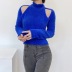 solid color open back tie hollow shoulder turtleneck sweater NSAM139070