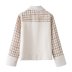 lapel long sleeve woolen splicing jacket NSAM139074