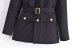 solid color round neck single-breasted belt suit jacket NSAM139075