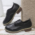 Zapatos de cuero Planos de tacón grueso con cordones Zapatos individuales de estilo británico NSYBJ139087