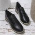 Zapatos de cuero Planos de tacón grueso con cordones Zapatos individuales de estilo británico NSYBJ139087