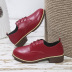 Leather Shoes Flat Thick Heel Lace Up British Style Single Shoes NSYBJ139087