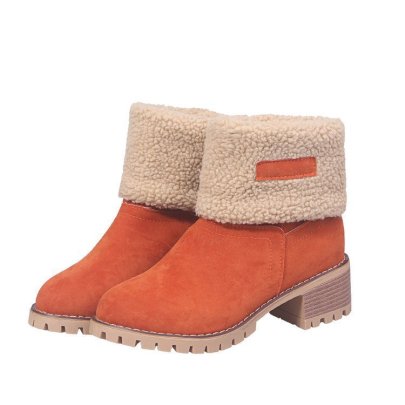 Warm Mid-heel Round Toe Cotton Snow Boots NSYBJ139088
