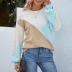 color contrast round neck lantern sleeve sweater NSMMY139090