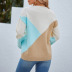 color contrast round neck lantern sleeve sweater NSMMY139090