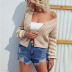 color contrast stripe single-breasted long sleeve sweater NSMMY139092