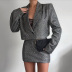 lapel long sleeve with chest pad suit jacket and high waist skirt set NSFD139109