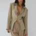 solid color long-sleeved suit jacket high waist sheath skirt two-piece set  NSFD139111