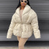 solid color long-sleeved warm lapel zipper slim cotton coat NSCOK139139