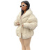 solid color long-sleeved warm lapel zipper slim cotton coat NSCOK139139