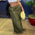 solid color high waist drawstring pocket loose tooling skirt NSWWW139150