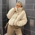 solid color Stand collar zipper fleece thick fur coat NSXDX139159
