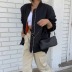 chaqueta de vuelo holgada de manga larga con cuello levantado de color liso NSXDX139160