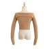Three-button decorative flanging one-shoulder short mohair long-sleeved sweater NSXDX139163