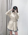 solid color long sleeve with belt faux leather jacket NSYXB139174