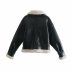long sleeve thickened long-sleeved fleece faux leather jacket NSYXB139178