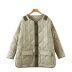 solid color collarless plaid padded jacket NSYXB139181
