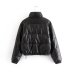 PU imitation leather stand collar long sleeve cotton coat NSYXB139182