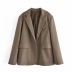 loose long-sleeved solid color triangle pocket suit jacket NSYXB139185