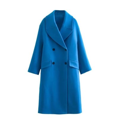 Solid Color Loose Double-breasted Lapel Mid-length Woolen Coat NSYXB139190