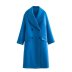 abrigo de lana de longitud media con solapa cruzada suelta de color liso NSYXB139190