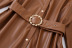 solid color Lapel Belt Ruffled PU Dress NSYXB139197
