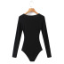 solid color long-sleeved knitted slim high-waisted jumpsuit NSYXB139200