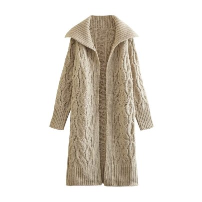 Solid Color Lapel Long Sleeve Knitted Cardigan NSYXB139202
