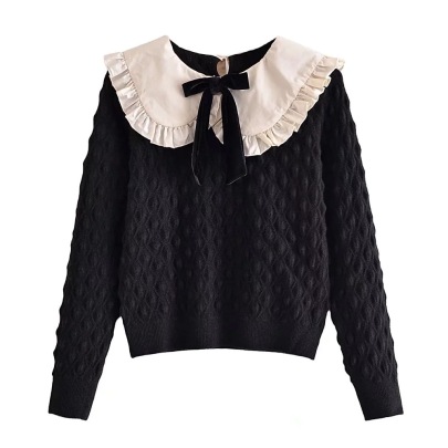 Slender Bowknot Knitted Long Sleeve Sweater NSYXB139208