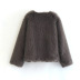 Round Neck Loose long sleeve solid color Faux Fur Coat NSYXB139209