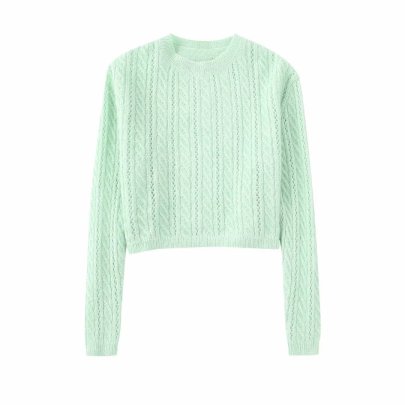 Long Sleeve Round Neck Casual Eight-strand Solid Color Sweater NSYXB139214