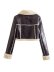 casual short lapel stitching long sleeve color matching fur jacket NSYXB139216