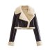 casual short lapel stitching long sleeve color matching fur jacket NSYXB139216