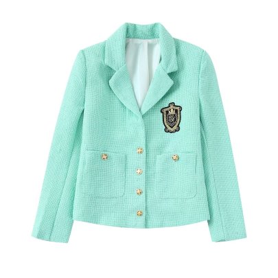 Embroidery Pockets Casual Long Sleeve Lapel Solid Color Blazer NSYXB139217