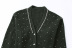 pearl decoration V-neck long sleeve color matching knitted cardigan NSYXB139223