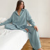 solid color double-layer gauze shirt loose trousers two-piece loungewear set NSMSY139225