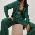 pantalones de camisa con solapa de raso de color liso ropa de casa de tres piezas NSMSY139227