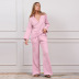 Pink Bubble Wrinkled Cotton Homewear Pantalones de manga larga loungewear NSMSY139235