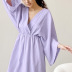 solid color double-layer gauze nine-point sleeve slit nightdress NSMSY139238