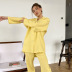 solid color cotton long-sleeved top and trousers loungewear can be worn outside NSMSY139239