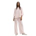 solid color round neck pleated bat sleeves top and trousers loungewear NSMSY139242