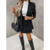loose solid color long-sleeved suit jacket and skirt two-piece set NSOYL139247