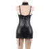 plus size faux leather garter belt nightdress with panties NSOYM139256